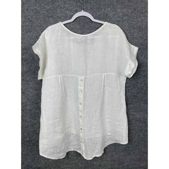 Tero Millennio 100% Linen Top White Women's Medium Boho, Lagon Look - Picture 9 of 13